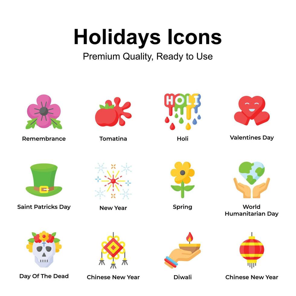 Premium quality holidays icons set, ready to use in websites and mobile apps vector