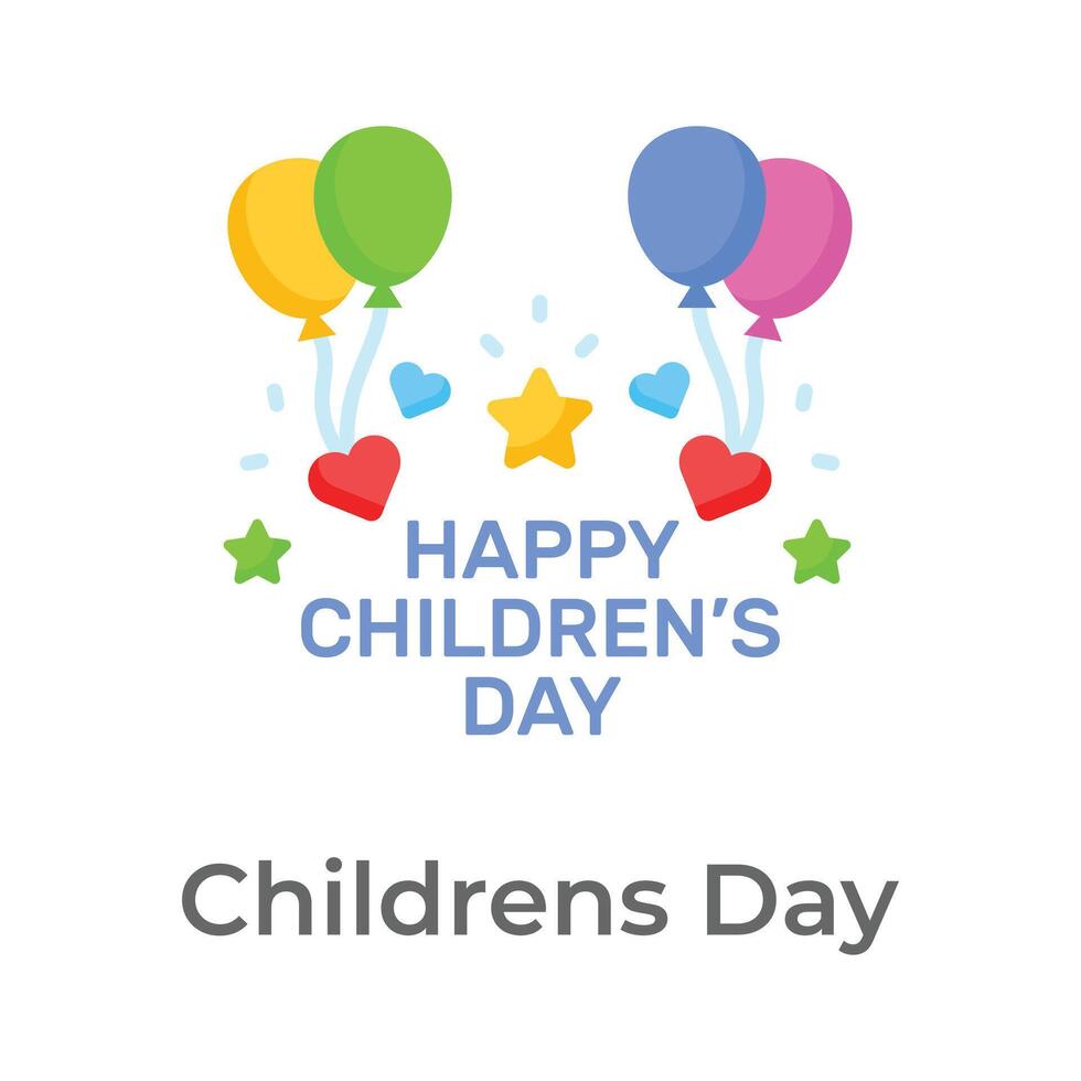 Creatively crafted happy Children day icon in trendy style vector