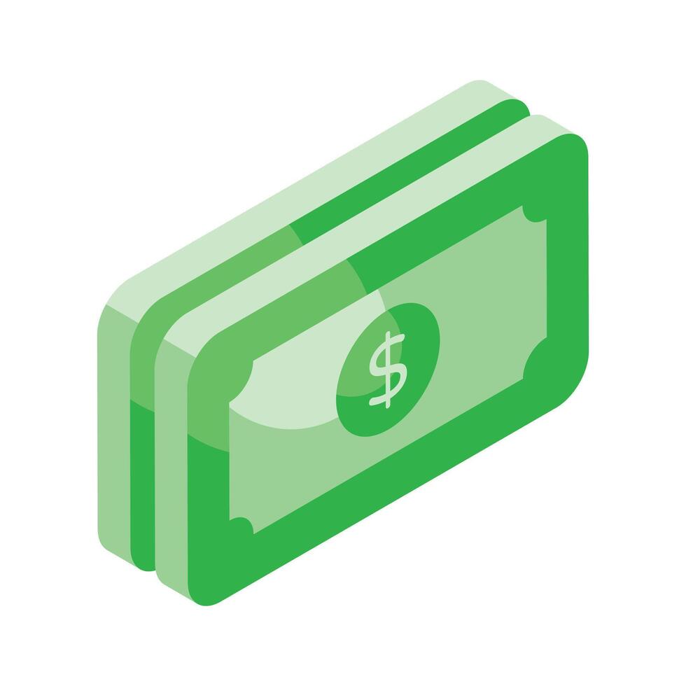 An icon of paper currency in modern isometric style, well designed vector of banknotes