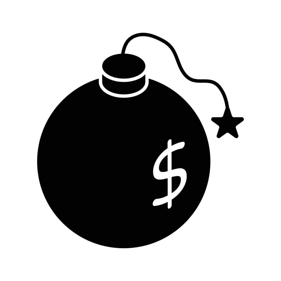 An amazing isometric icon of money bomb, vector of financial risk