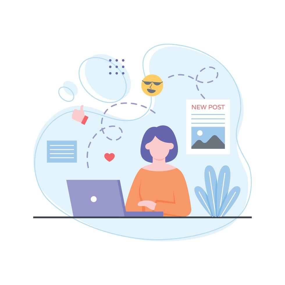 Flat style illustration of social media marketing, modern design vector