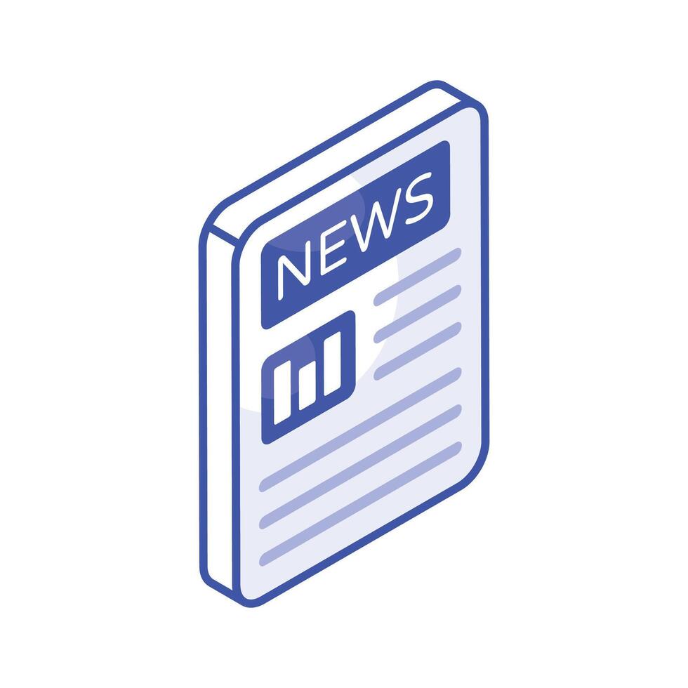 An amazing isometric icon of news paper in trendy style vector