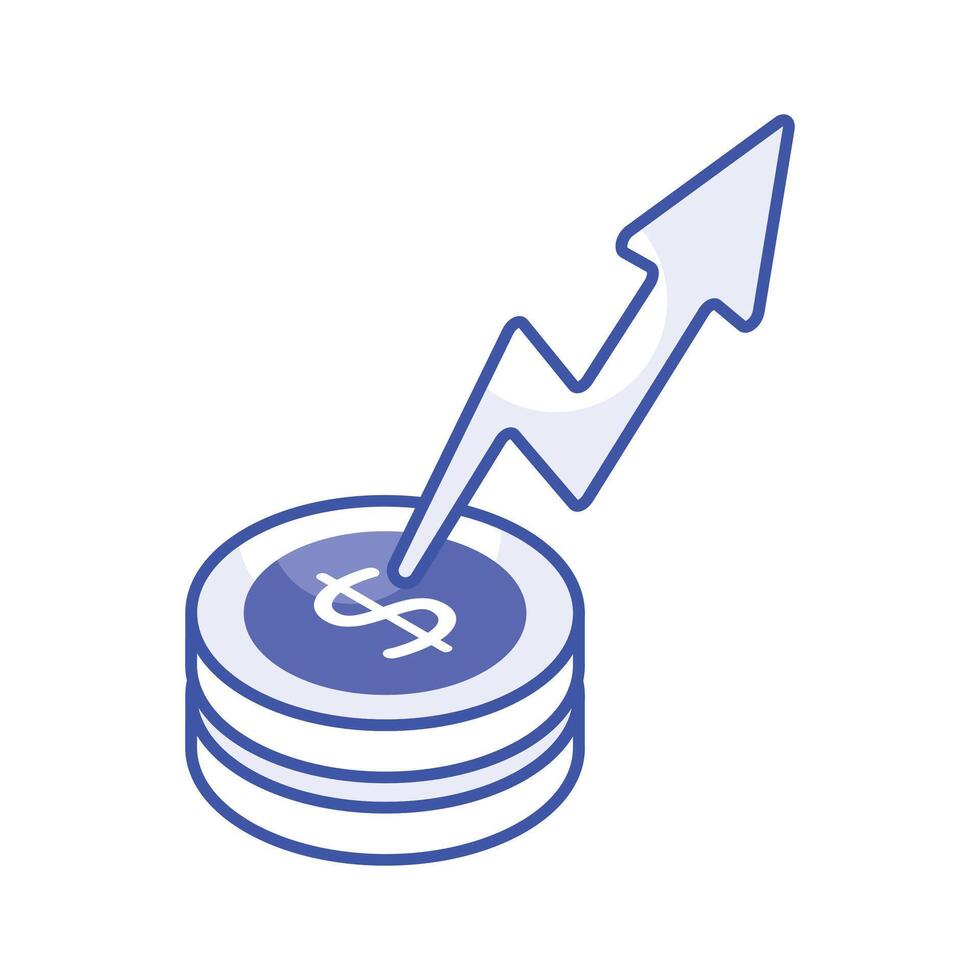 An isometric icon of financial growth in trendy style vector