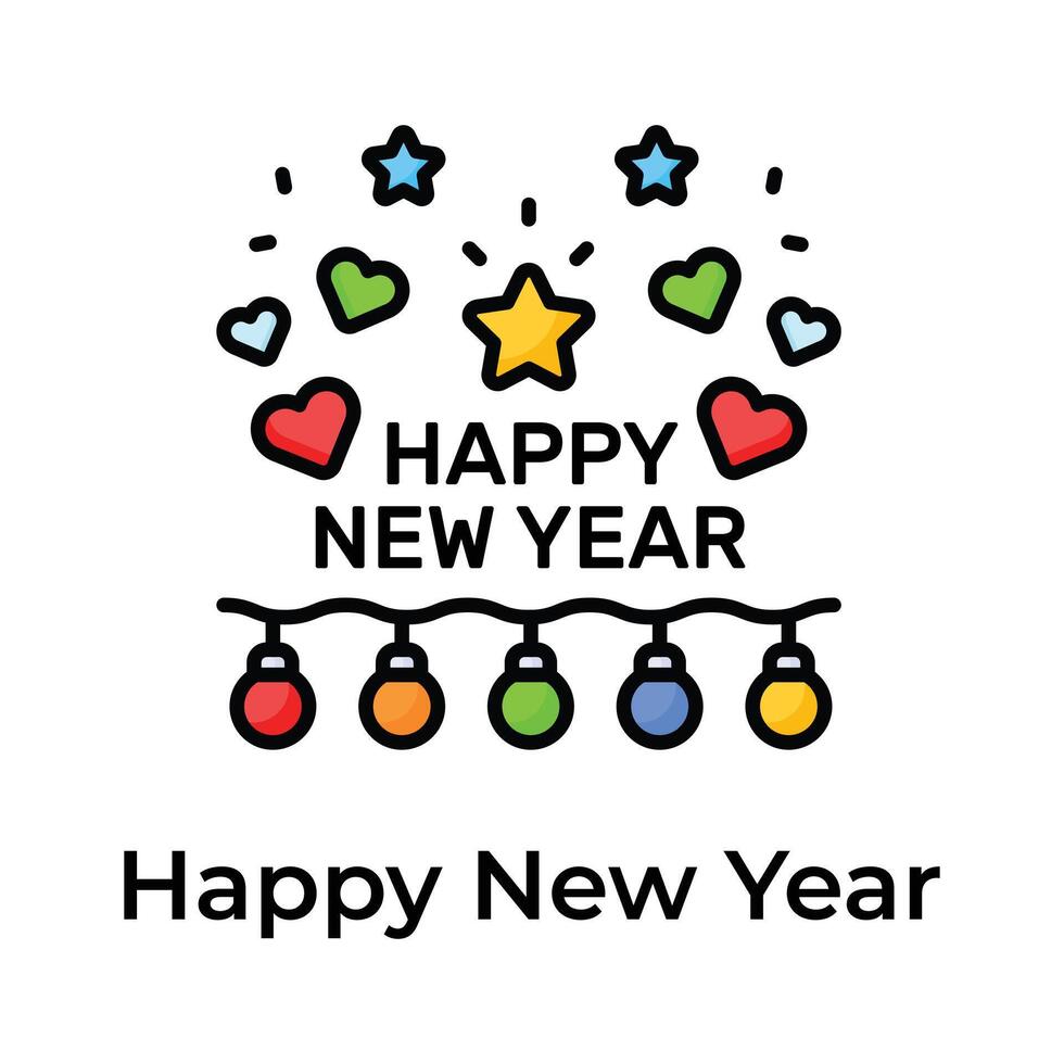 Happy new year celebration vector design, ready to us modern icon