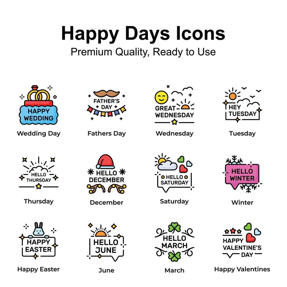 Premium quality happy days icons set, up for premium use vector