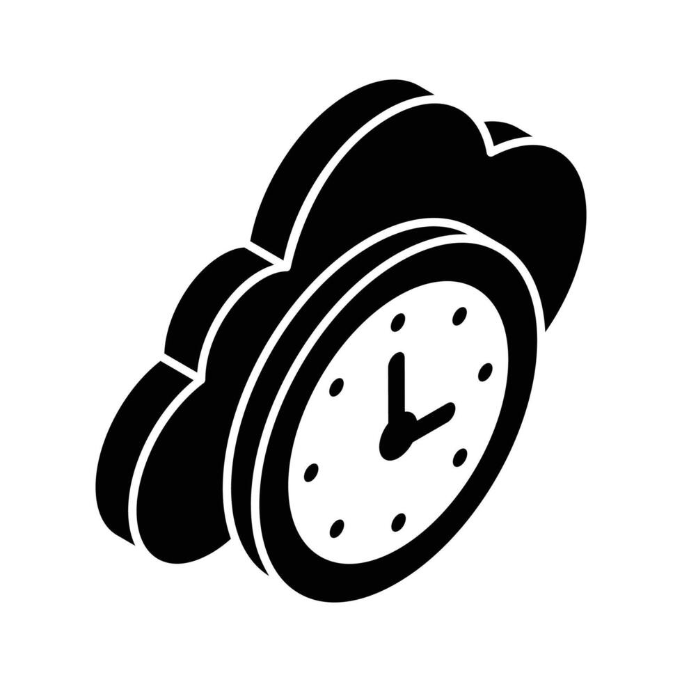 reloj con nube, bien diseñado isométrica icono de almacenamiento historia vector