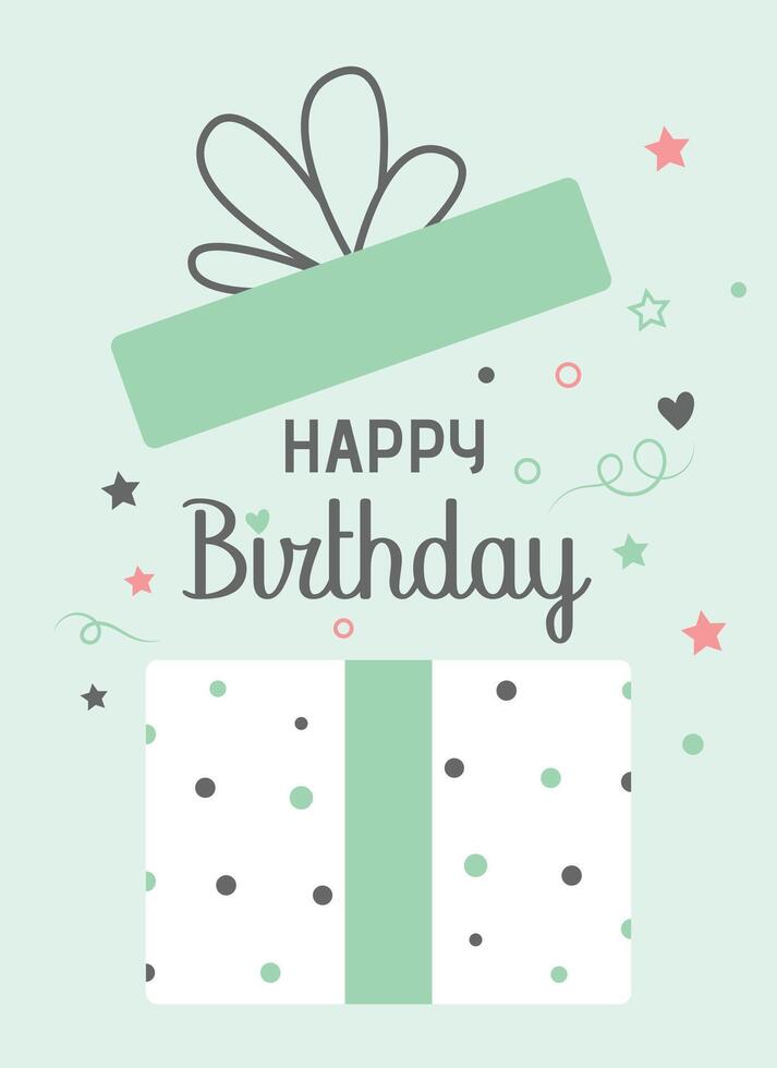 Happy birthday greeting card design, wishing happy birthday template vector