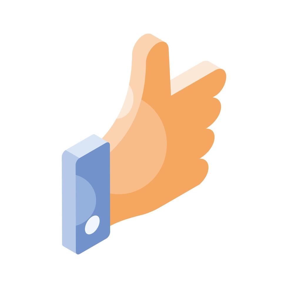 Thumbs up, an isometric icon of customer feedback ready to use vector