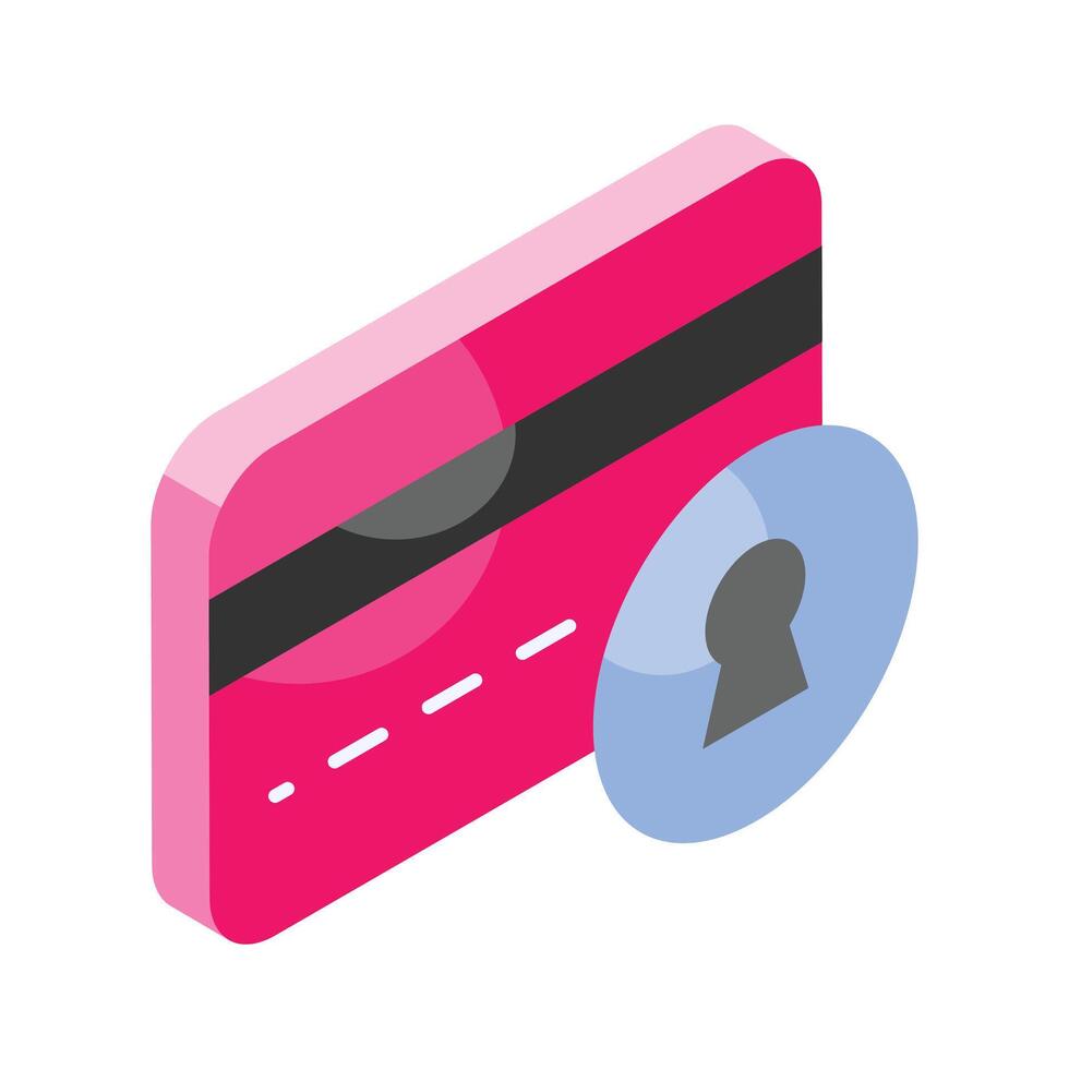 Keyhole with atm card, vector design of card security in modern style