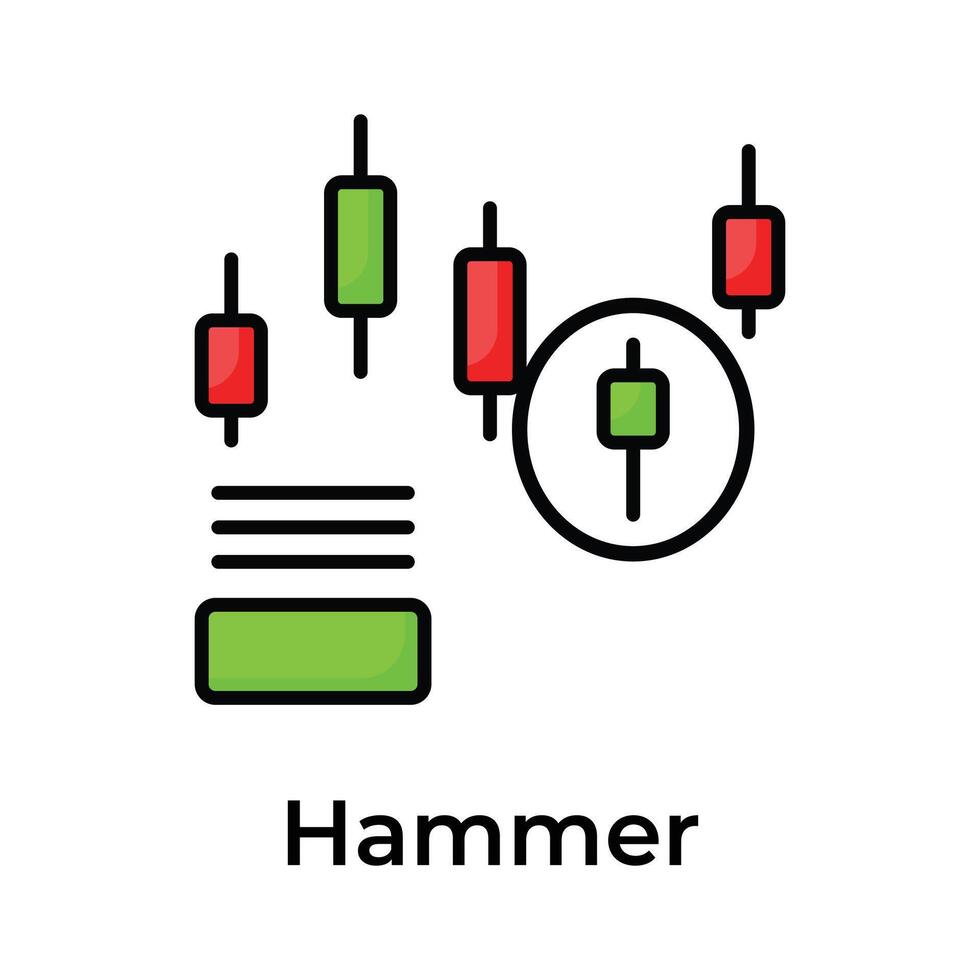 bien diseñado comercio y valores mercado relacionado icono, martillo vector diseño