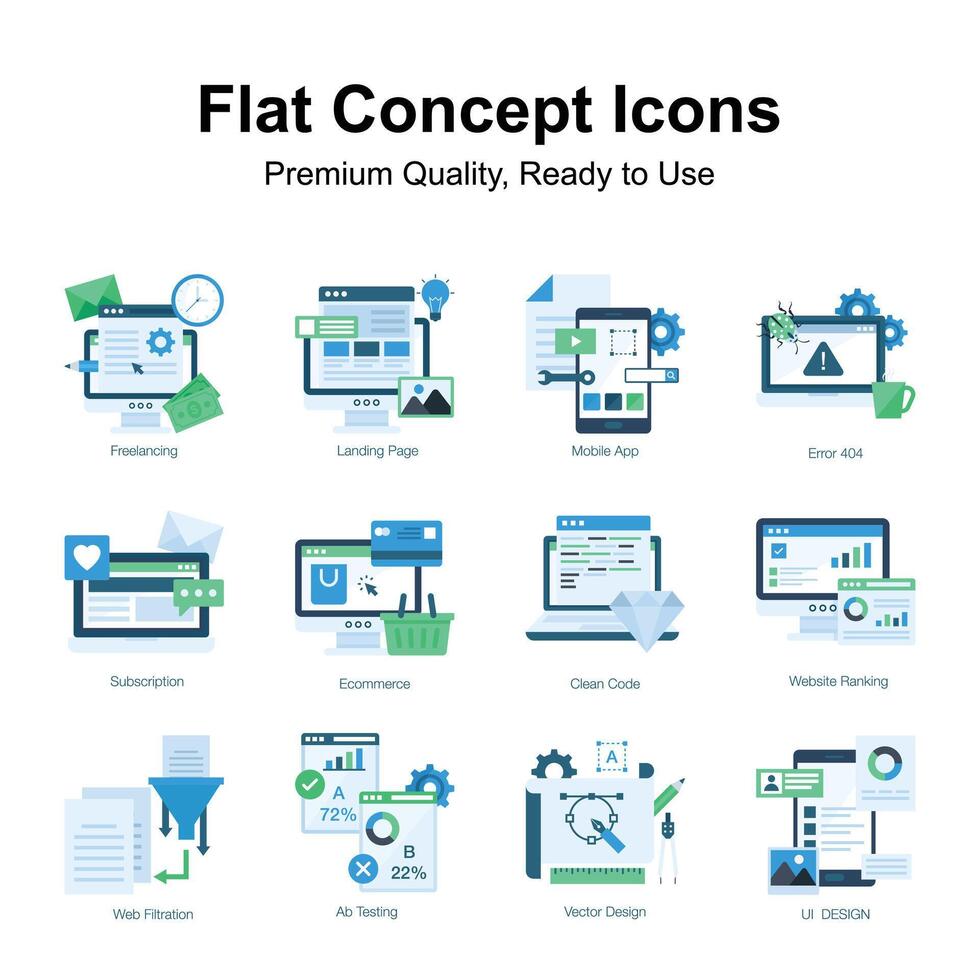 paquete de plano concepto íconos en moderno estilo, Listo a utilizar en sitios web y móvil aplicaciones vector