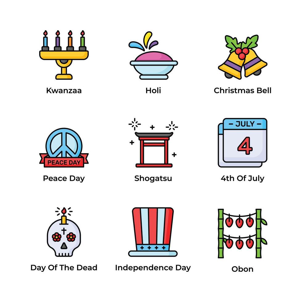 Set of holiday icon in modern design style, ready to use in your websites and mobile apps vector