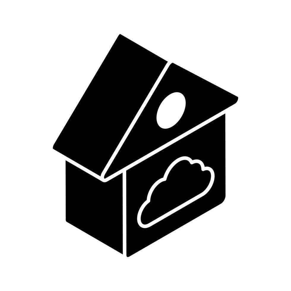 Cloud with Home Building denoting isometric vector of Smart Home