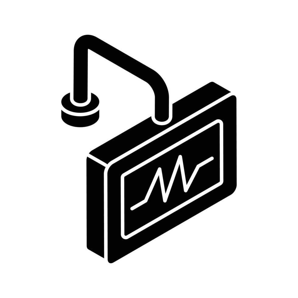 Heart health palpitation monitoring, icon of ecg monitor in isometric design vector