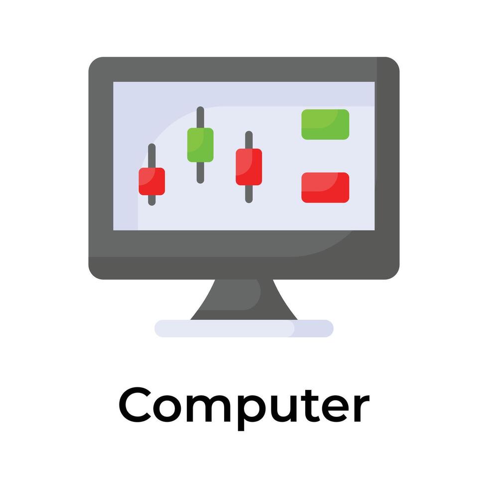 Stock market, trading dashboard icon, vector of computer monitor in modern style