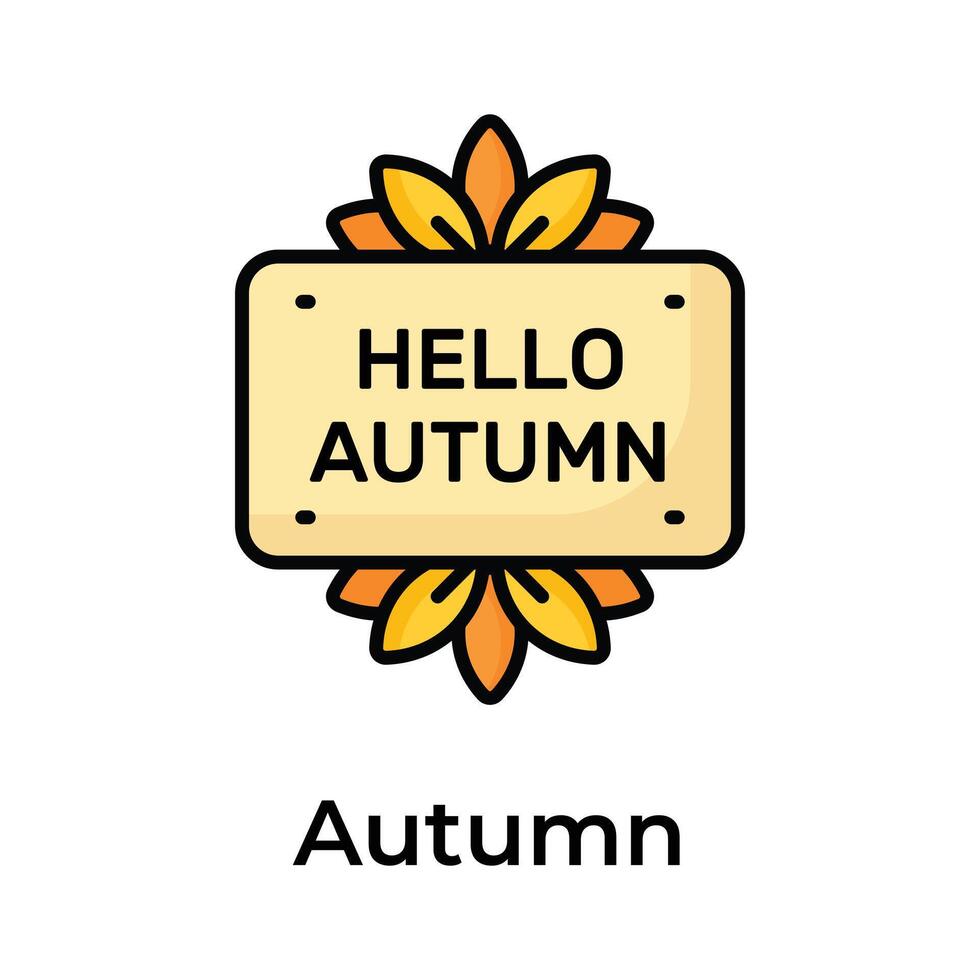 Icon of welcome autumn season, hello autumn season vector design