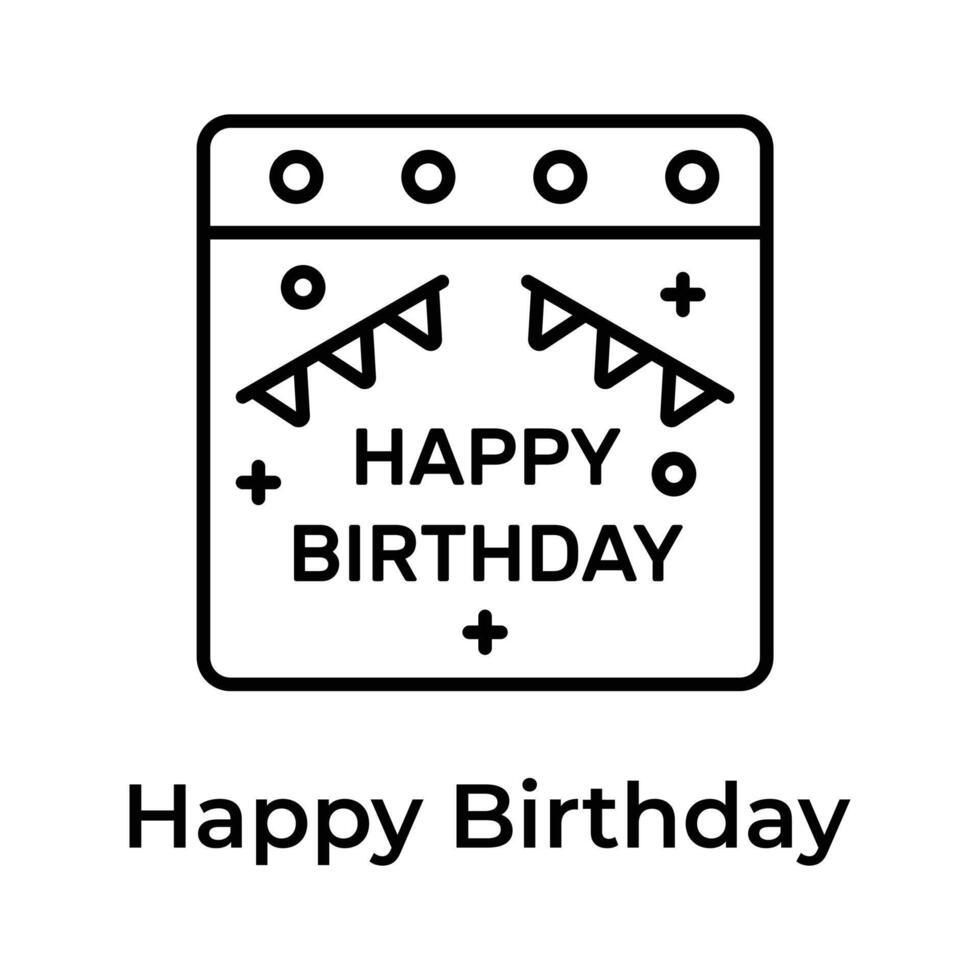Happy birthday calendar vector design, trendy editable icon