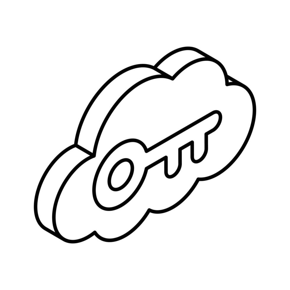 Cloud with key denoting concept isometric icon of cloud access vector