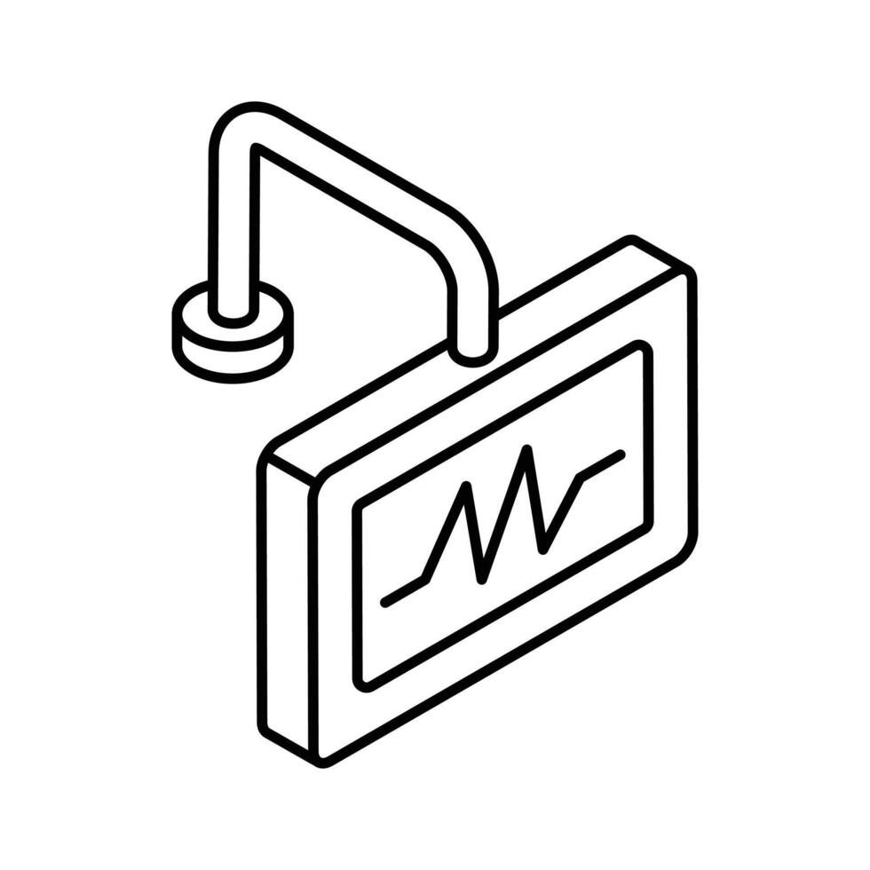 Heart health palpitation monitoring, icon of ecg monitor in isometric design vector