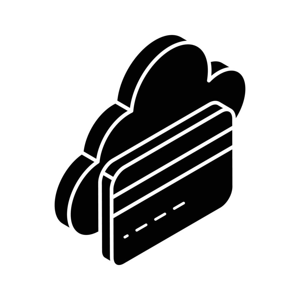 Atm card with cloud concept isometric icon of cloud payment, online payment vector