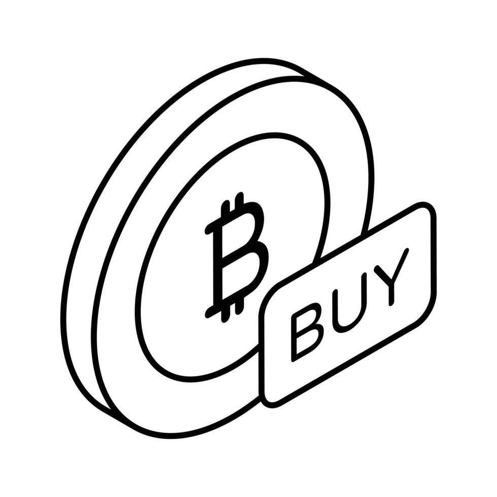 Have a look at this amazing isometric icon of buy bitcoin in trendy style vector