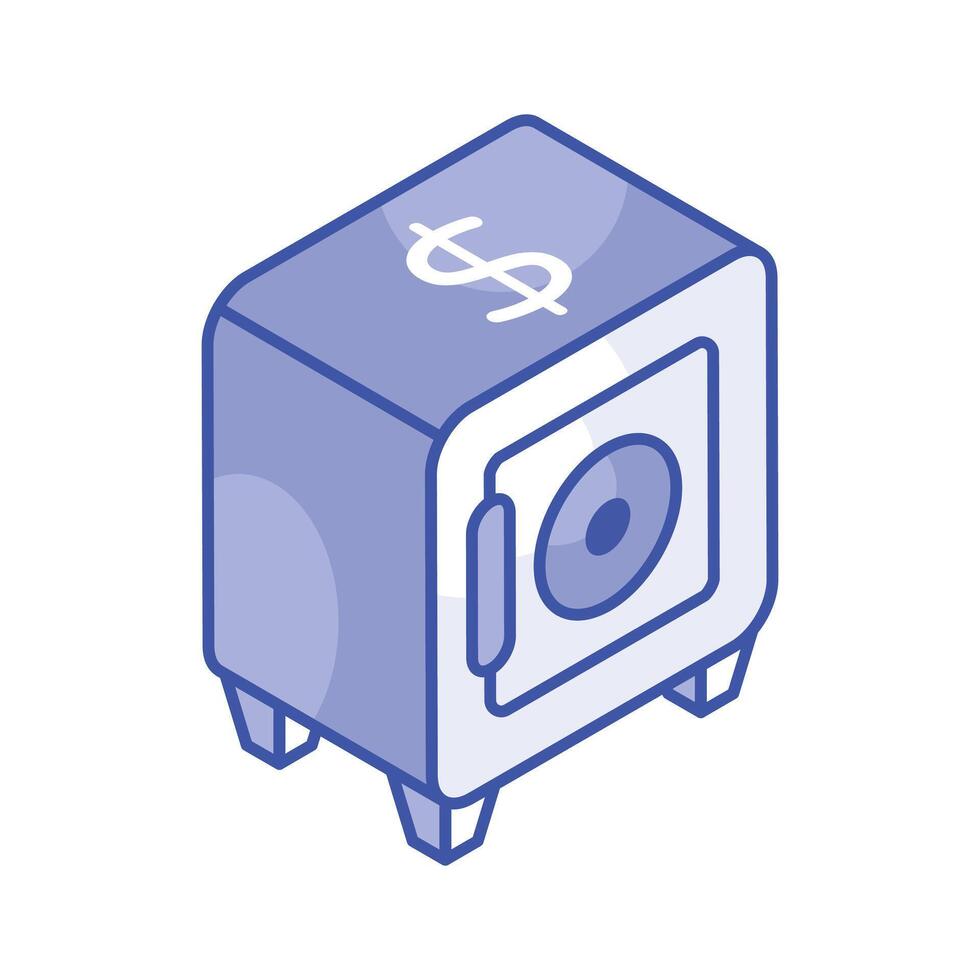 Bank vault for money saving, an isometric icon of bank locker in editable style, premium vector