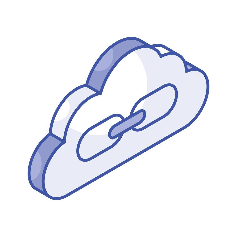 obtener esta creativo icono de nube enlace en isométrica estilo aislado en blanco antecedentes vector