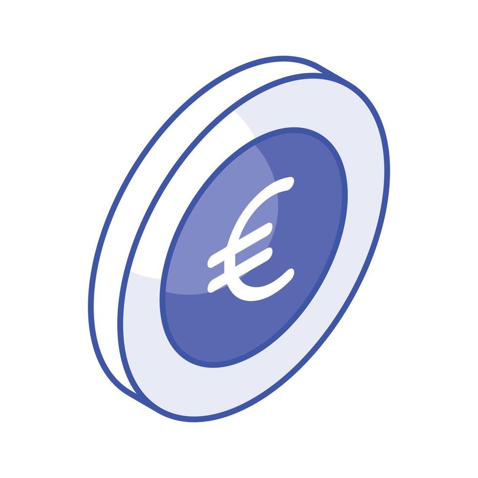 An amazing vector of euro coin in trendy isometric style, ready for premium use