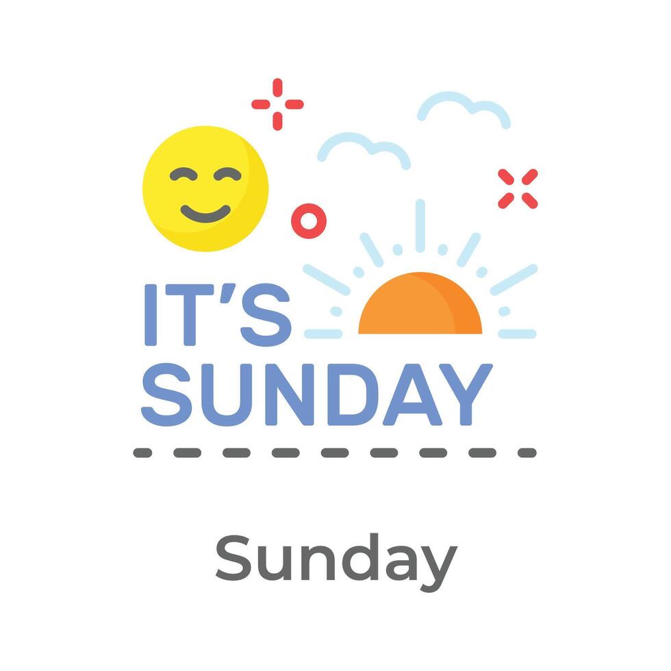 Happy sunday icon design in trendy style, editable vector