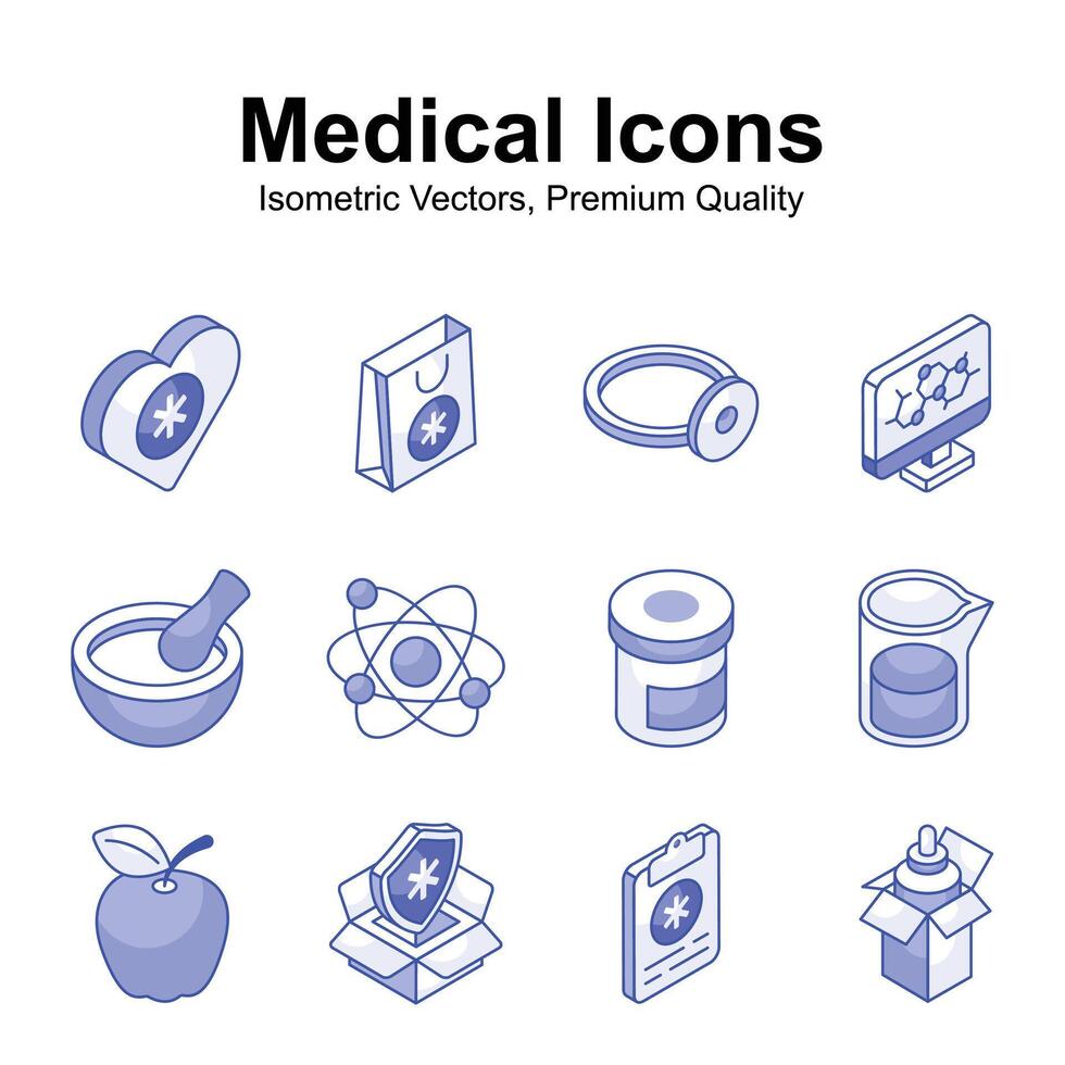 Take a look at this creatively designed medical and healthcare isometric icons set vector