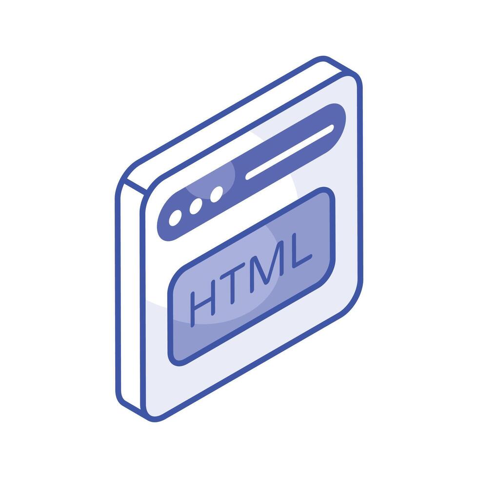 Creatively designed isometric icon of website address, programming vector