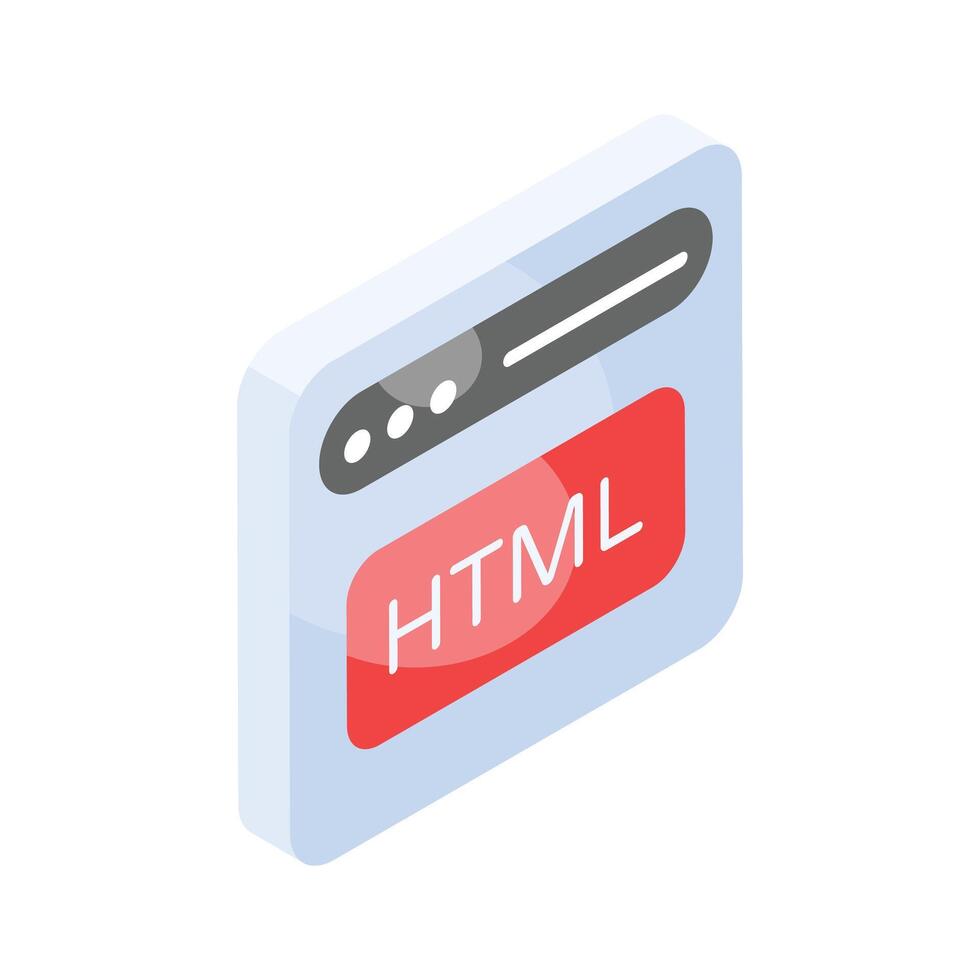 Creatively designed isometric icon of website address, programming vector