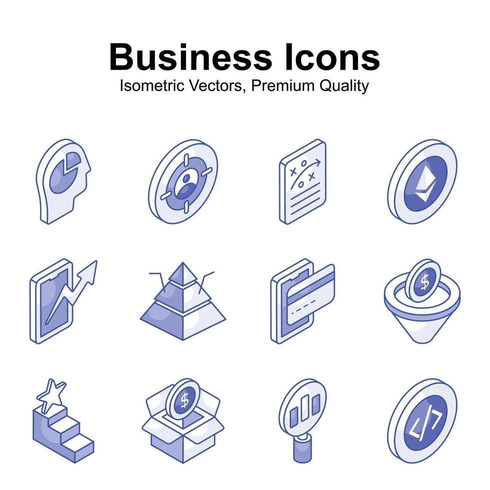 Have a look at this visually appealing business and finance isometric icons set vector