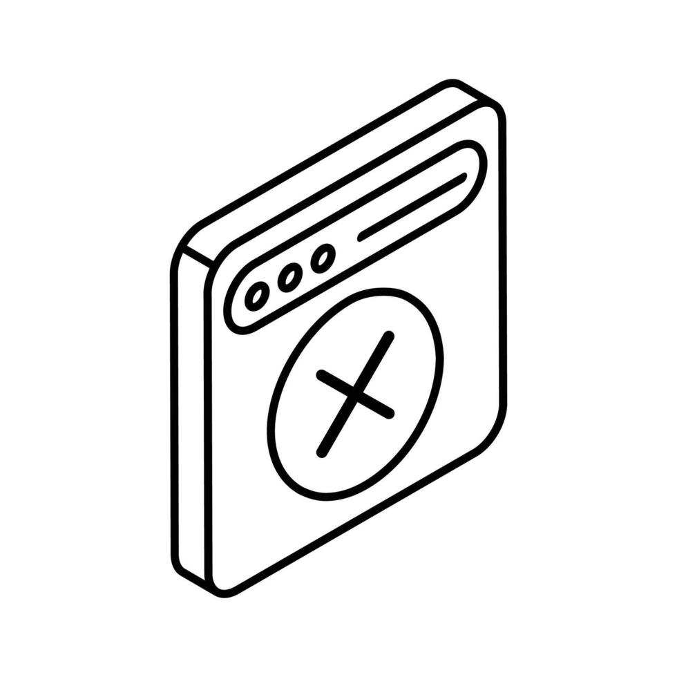 Cross sign with website showing concept icon of blocked website vector