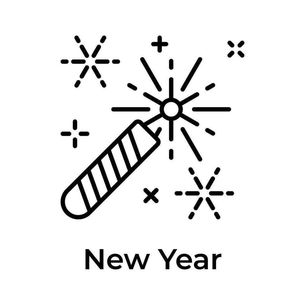 Sparkler fireworks showing icon of new year celebration, editable vector design