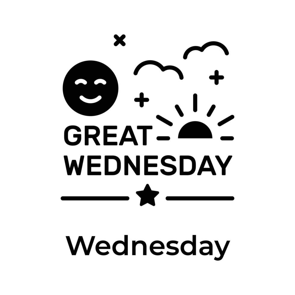 Get your hands on this beautifully designed great wednesday icon, happy days vector