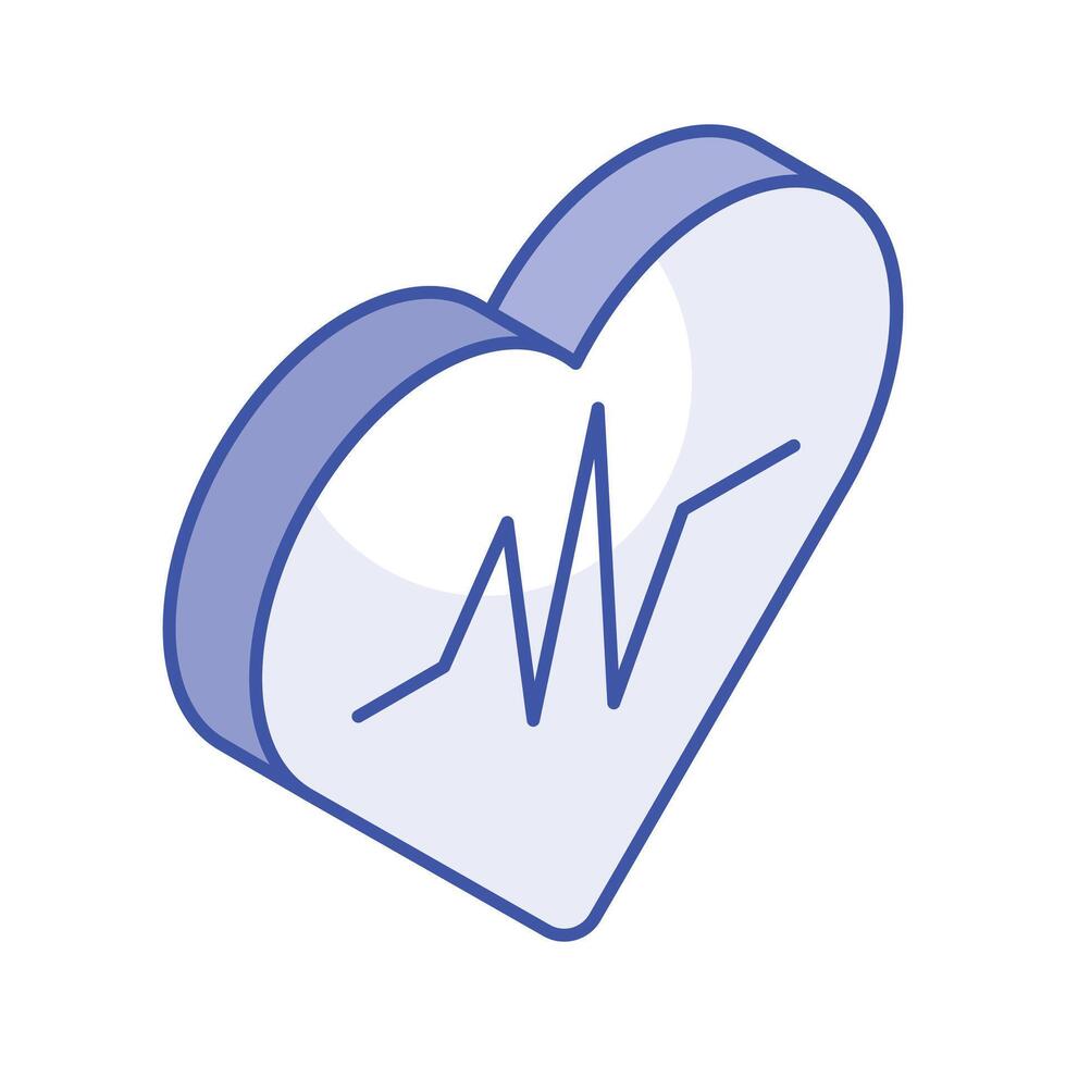 Get this amazing icon of heart health in modern isometric style vector