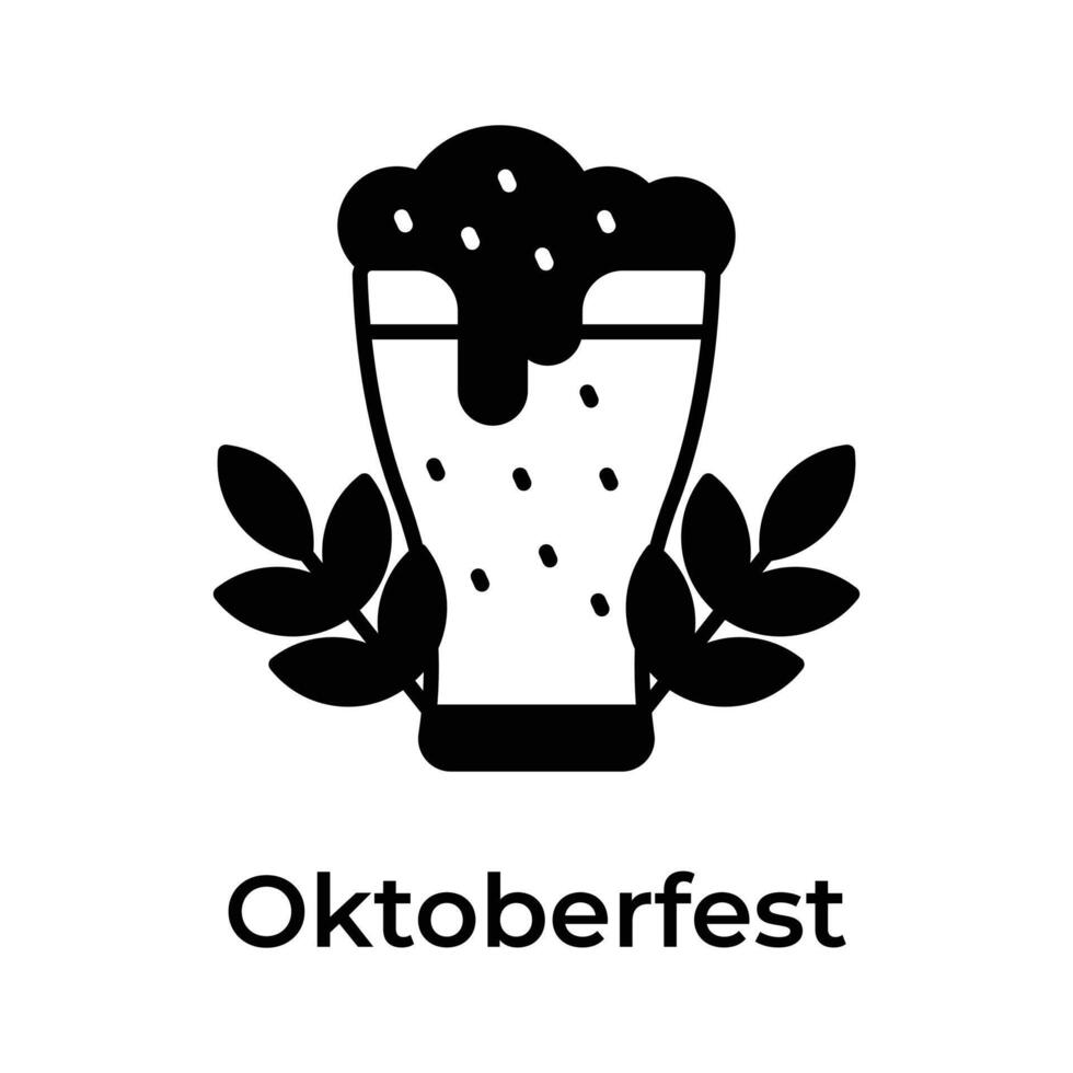 Icon of oktoberfest in trendy design style, beer glass vector