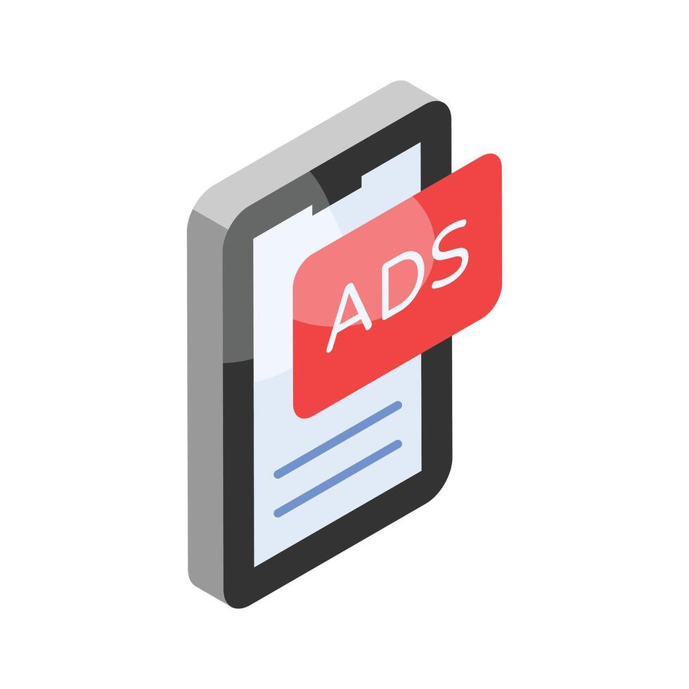 Get your hands on this amazing isometric icon of mobile marketing, mobile ads vector design