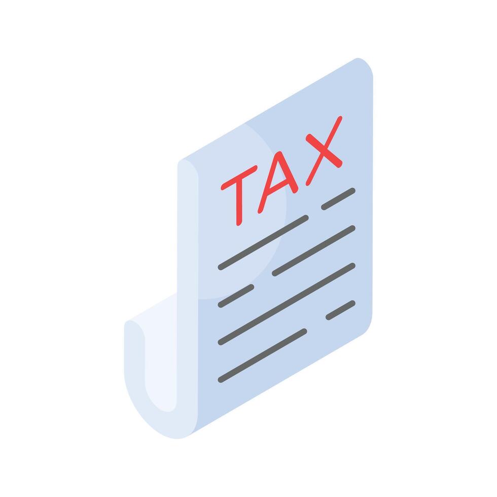 Have a look at this amazing isometric icon of tax report in trendy style vector