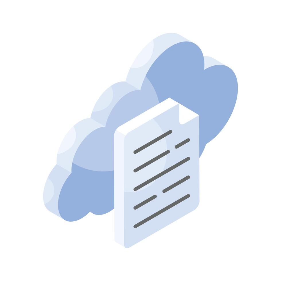 papel con nube, un increíble icono de nube archivo, Internet datos almacenamiento vector