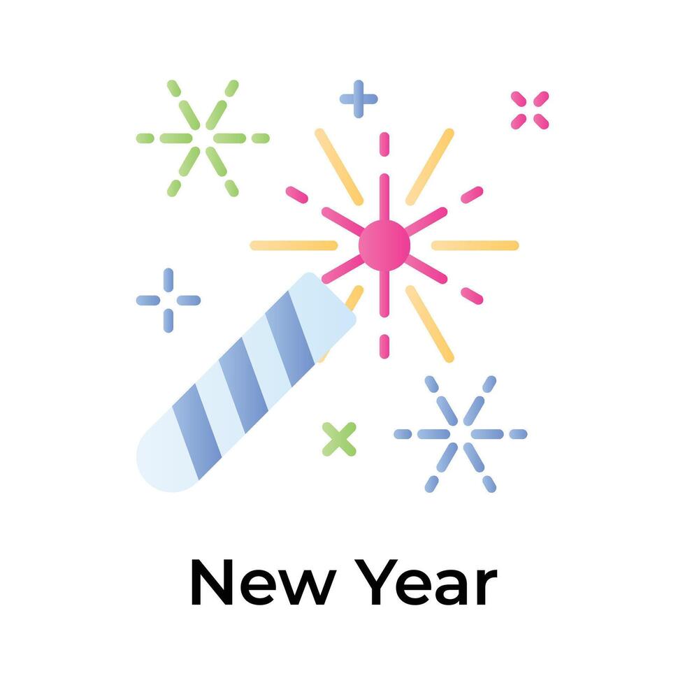 Sparkler fireworks showing icon of new year celebration, editable vector design