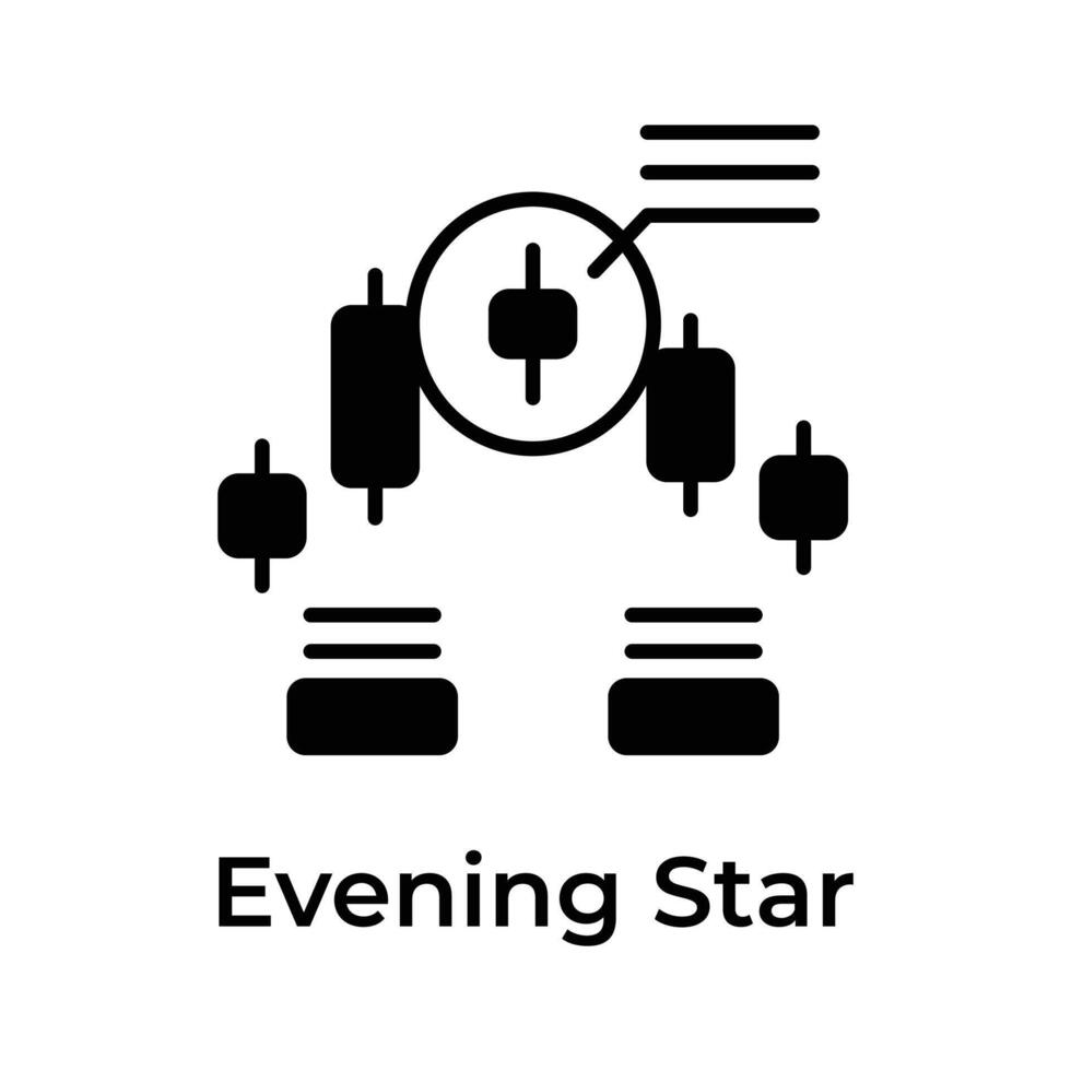 Evening star icon in modern style, trading related vector