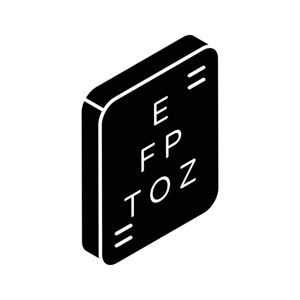 Premium quality isometric vector of eye chart, eye test icon