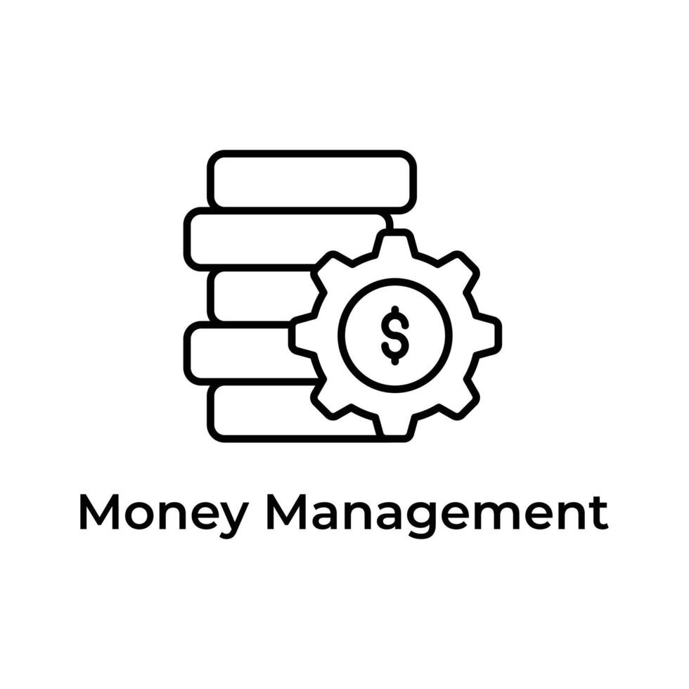 Coins stack with gear showing concept icon of money management vector