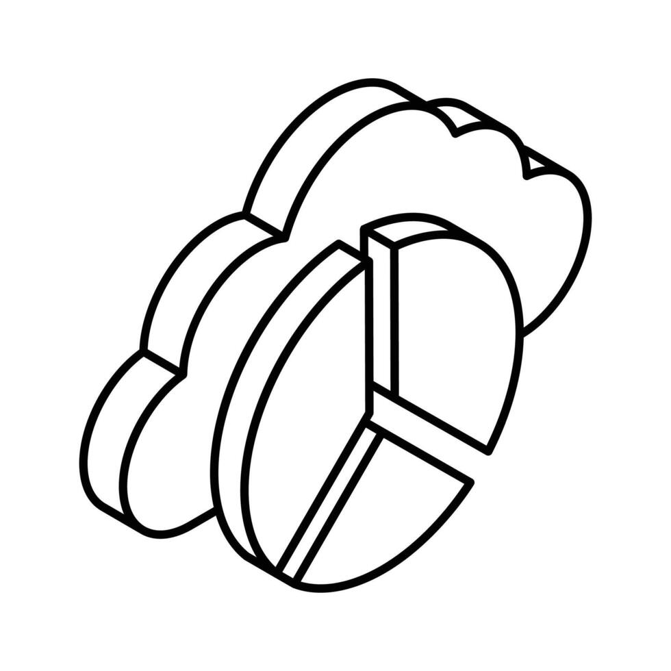 Pie graph with cloud, beautiful isometric icon of cloud analytics, premium vector