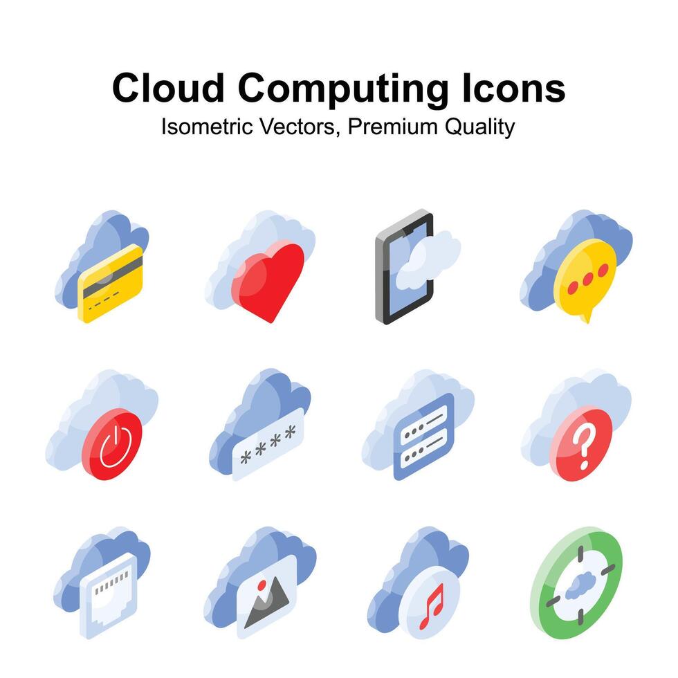 Have a look at this visually appealing cloud computing isometric vectors set