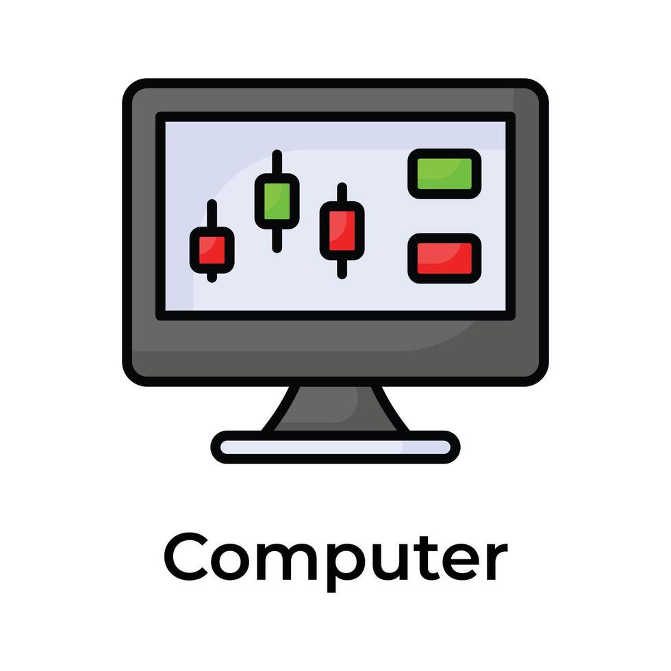valores mercado, comercio tablero icono, vector de computadora monitor en moderno estilo