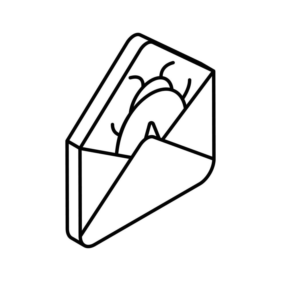 Visually appealing isometric icon of spam mail, bug inside envelope vector