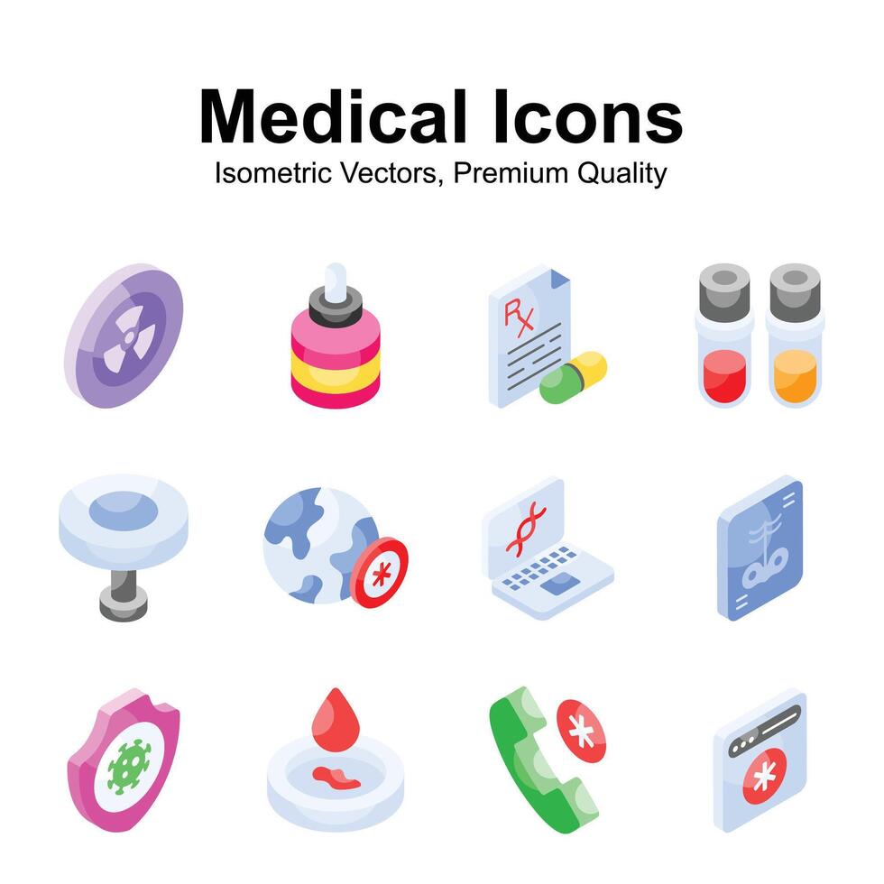 Catch a sight at this beautiful and amazing medical and healthcare isometric vectors set